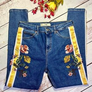 Topshop High Rise Jamie Floral Skinny Jeans